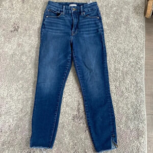 Good American Women's Skinny Blue 854 Cut Off Denim Jeans 4/27